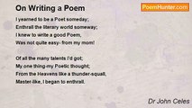 Dr John Celes - On Writing a Poem