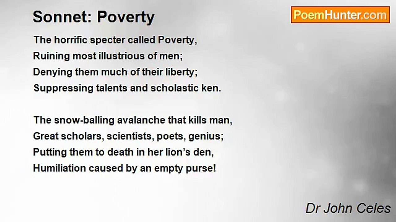 Dr John Celes - Sonnet: Poverty