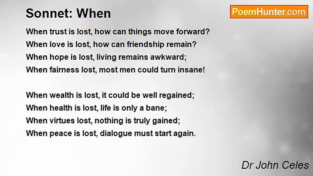 Dr John Celes - Sonnet: When