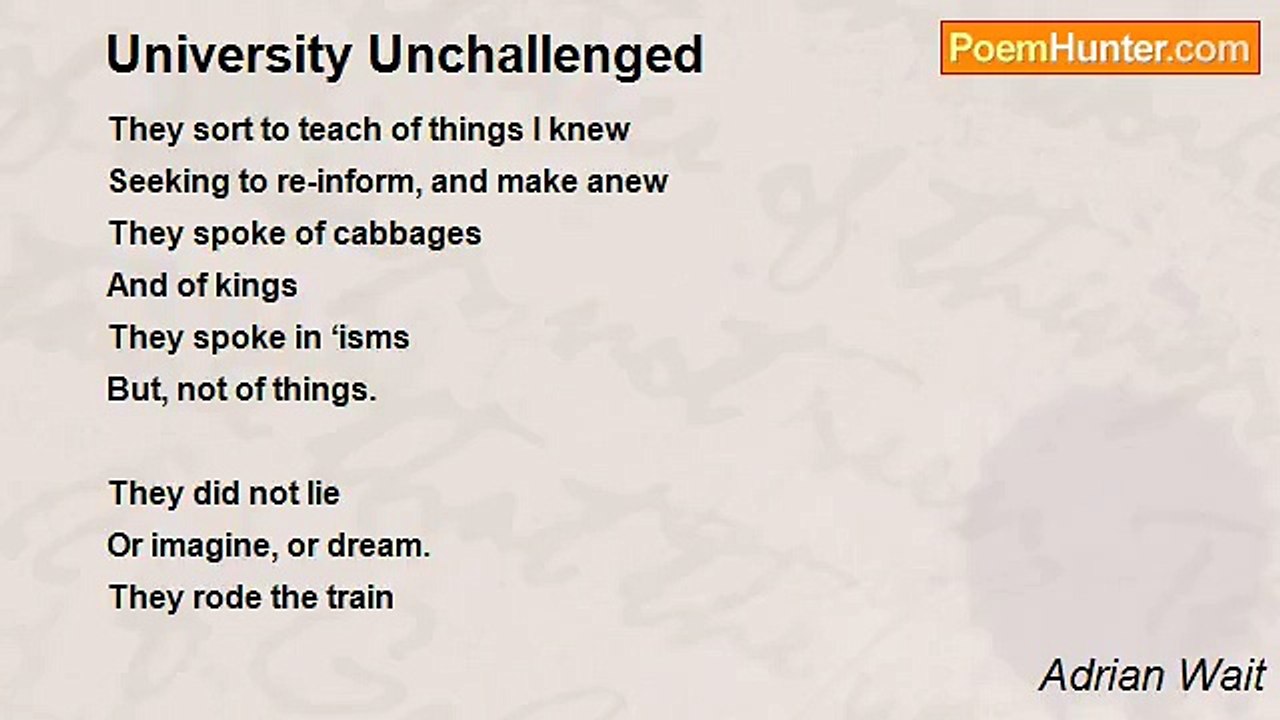 Adrian Wait - University Unchallenged