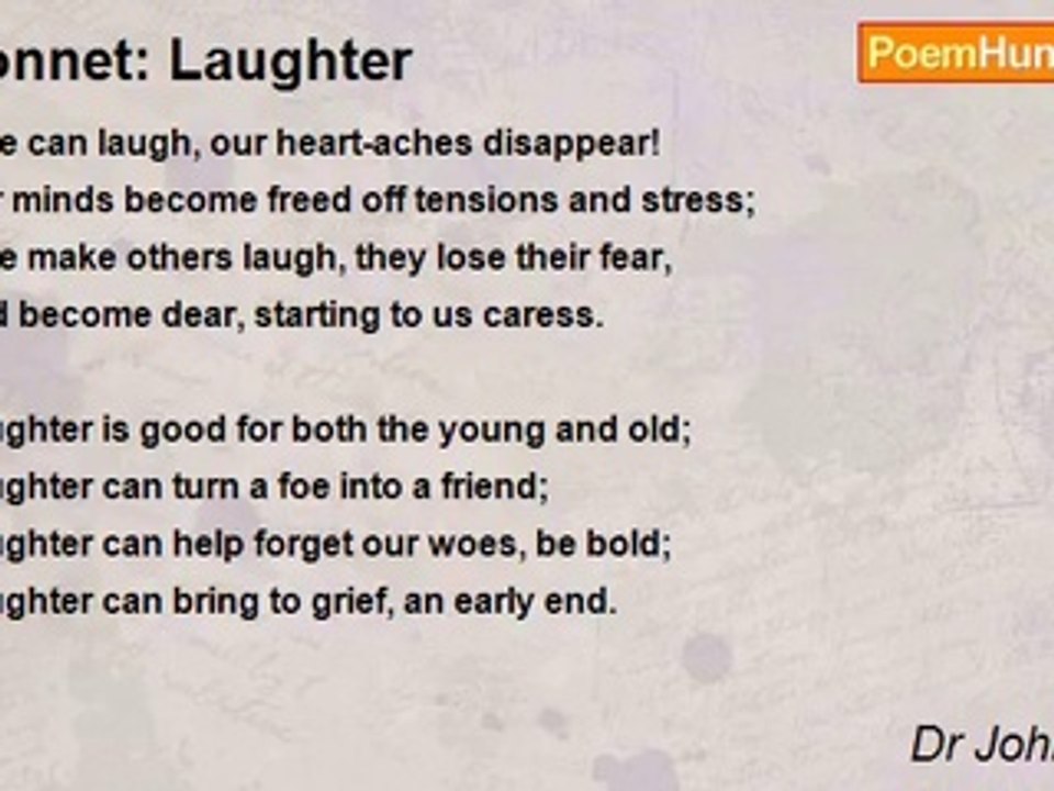 Dr John Celes - Sonnet: Laughter