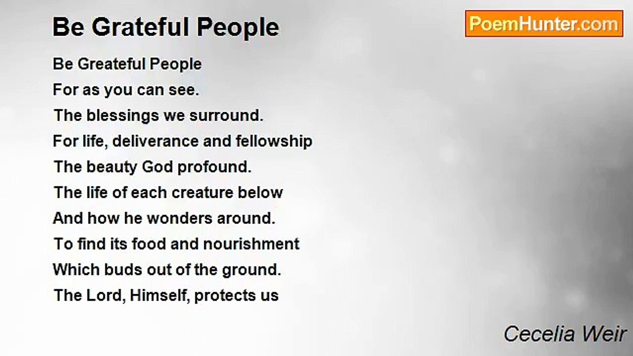 Cecelia Weir - Be Grateful People