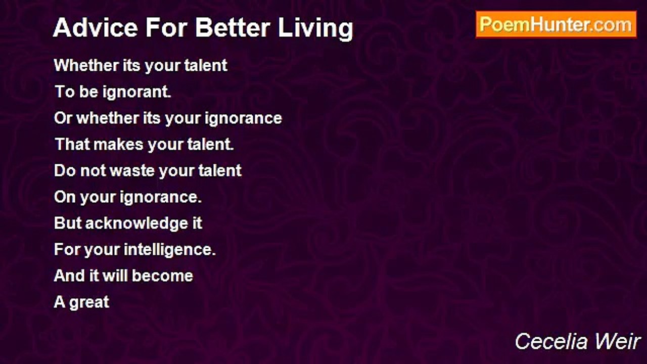 Cecelia Weir - Advice For Better Living