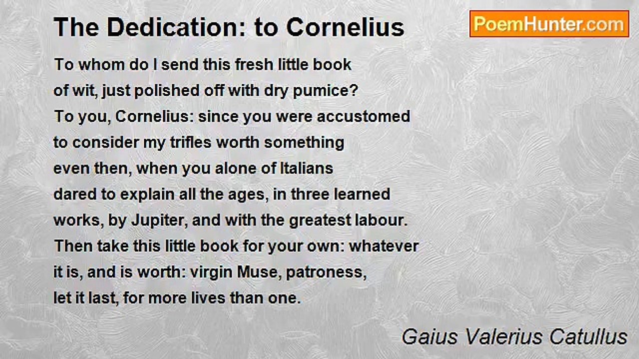 Gaius Valerius Catullus - The Dedication: to Co...