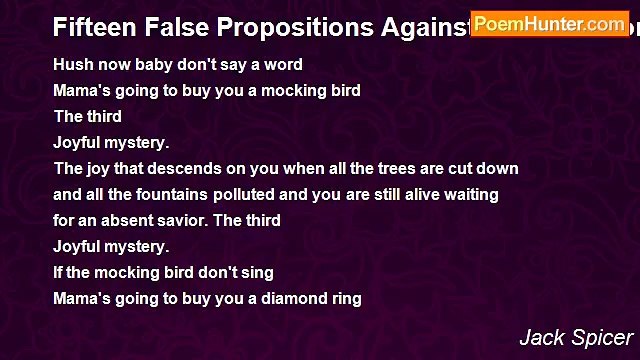 Jack Spicer - Fifteen False Propositions Against God - Section XIII