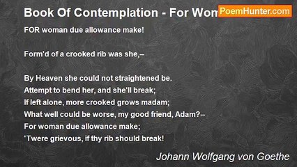 Johann Wolfgang von Goethe - Book Of Contemplation - For Woman