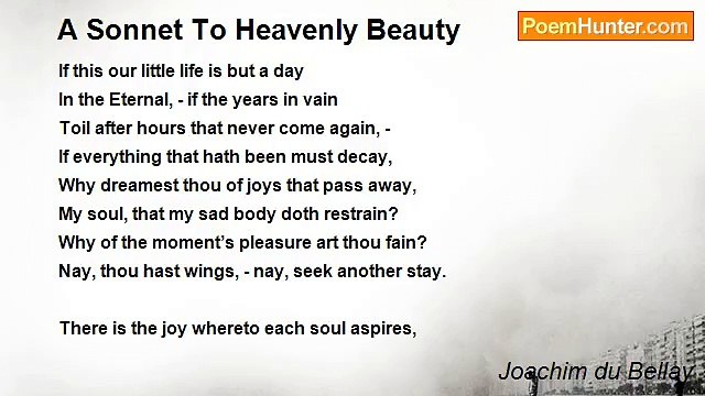 Joachim du Bellay - A Sonnet To Heavenly Beauty