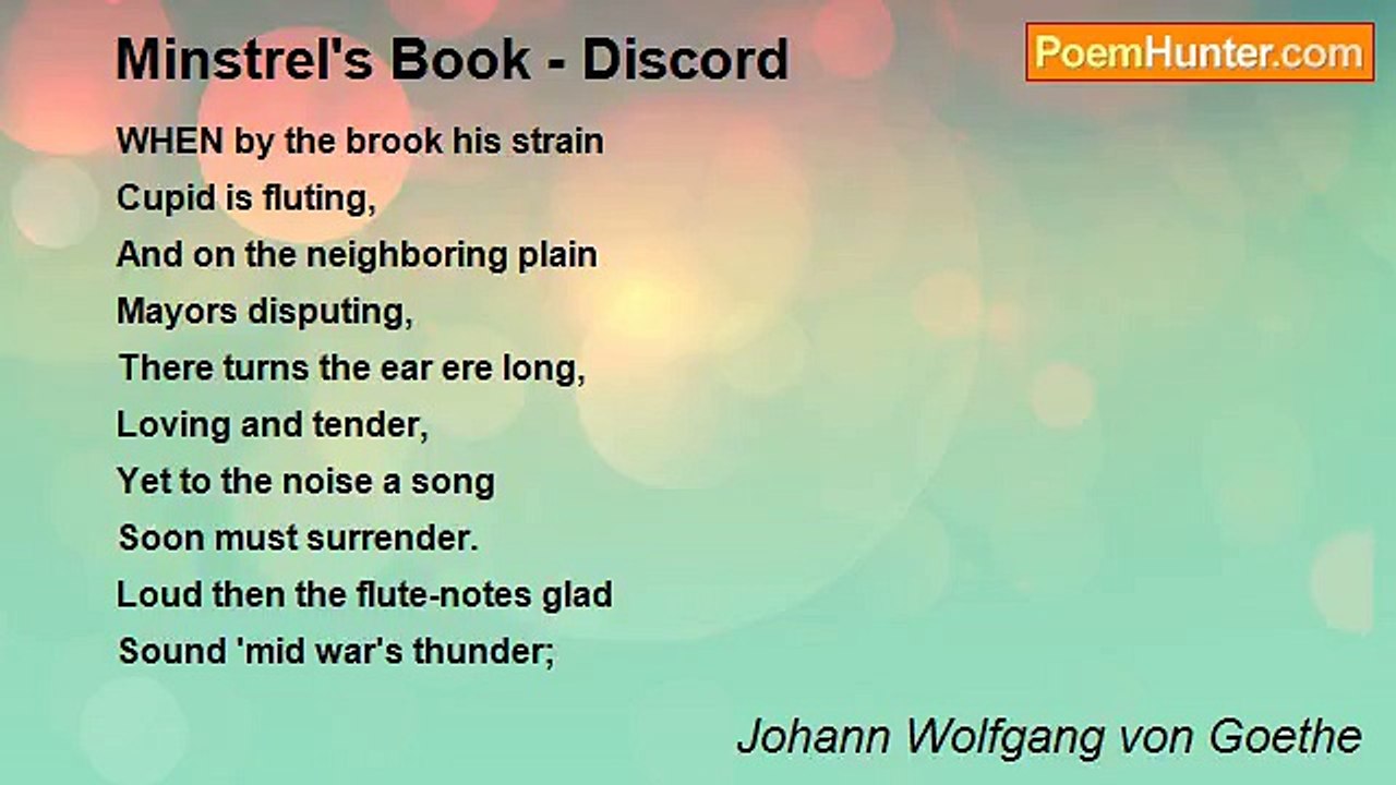 Johann Wolfgang von Goethe - Minstrel's Book - Discord