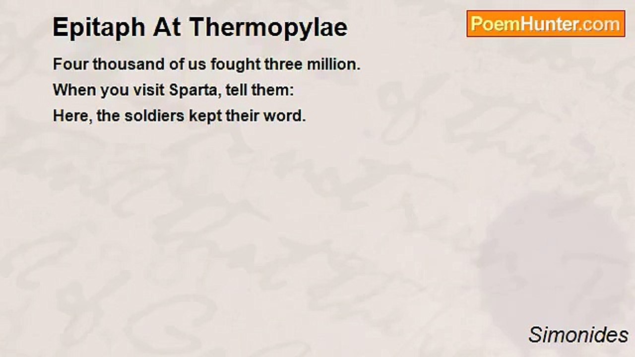 Simonides - Epitaph At Thermopylae