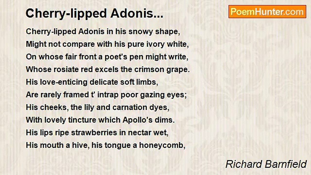 Richard Barnfield - Cherry-lipped Adonis...