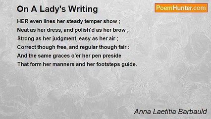 Anna Laetitia Barbauld - On A Lady's Writing