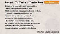 Thomas Lovell Beddoes - Sonnet - To Tartar, a Terrier Beauty