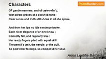 Anna Laetitia Barbauld - Characters