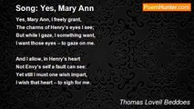 Thomas Lovell Beddoes - Song: Yes, Mary Ann