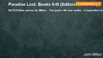 John Milton - Paradise Lost: Books II-III (Editorial Summary)