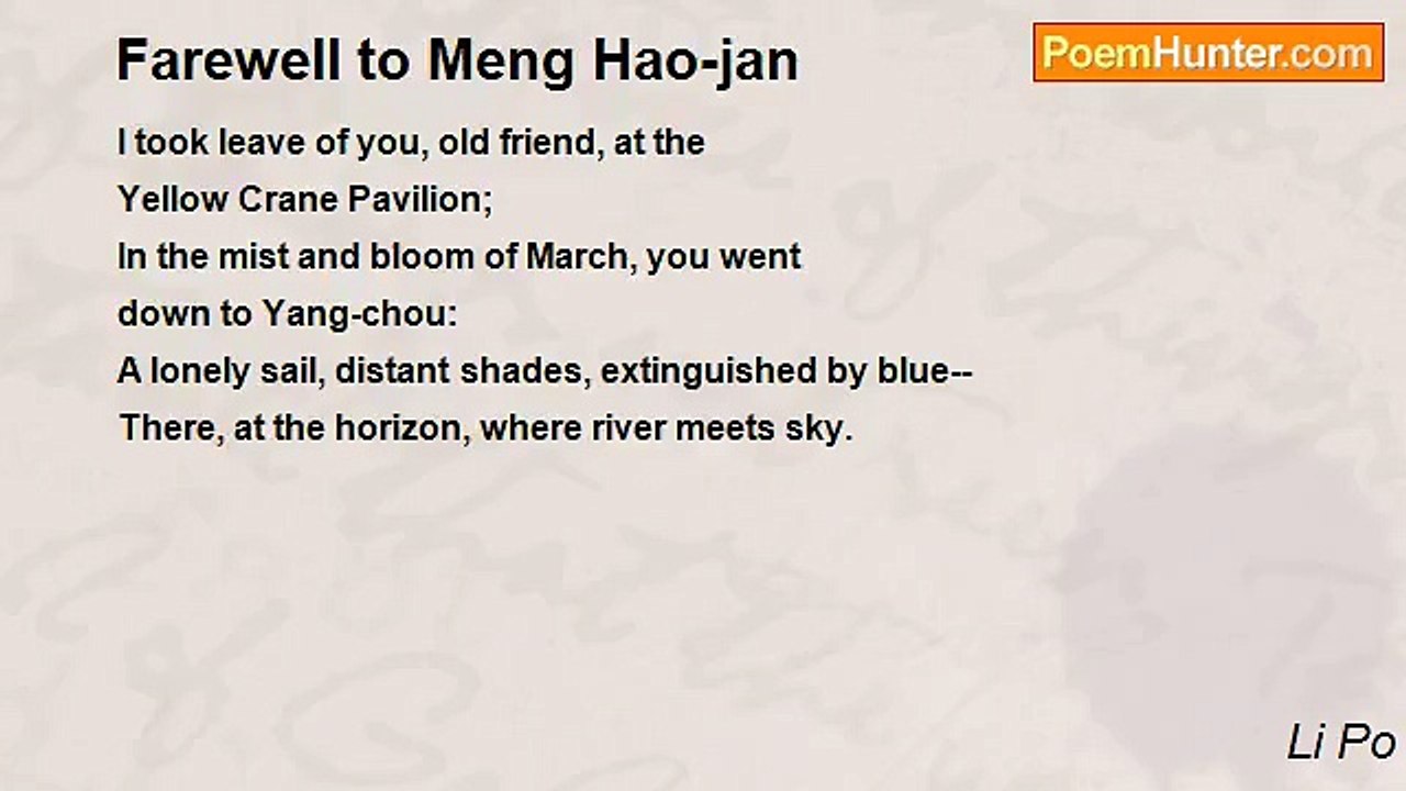Li Po - Farewell to Meng Hao-jan