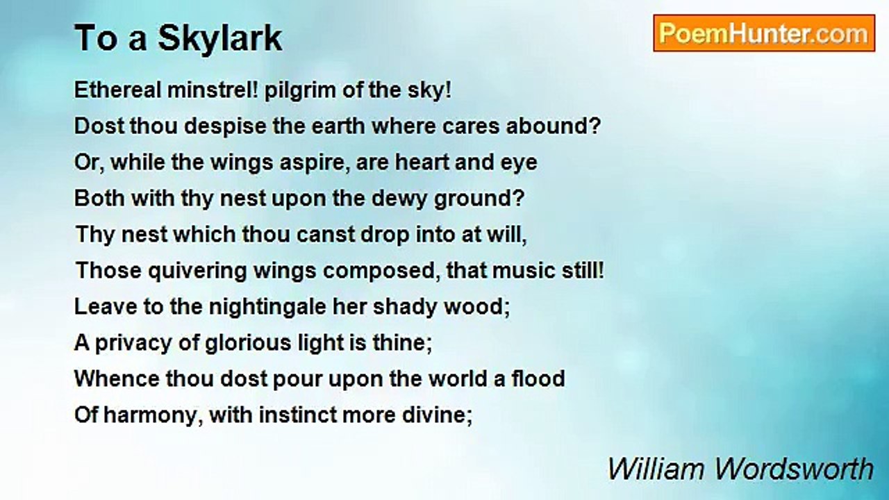 William Wordsworth - To a Skylark