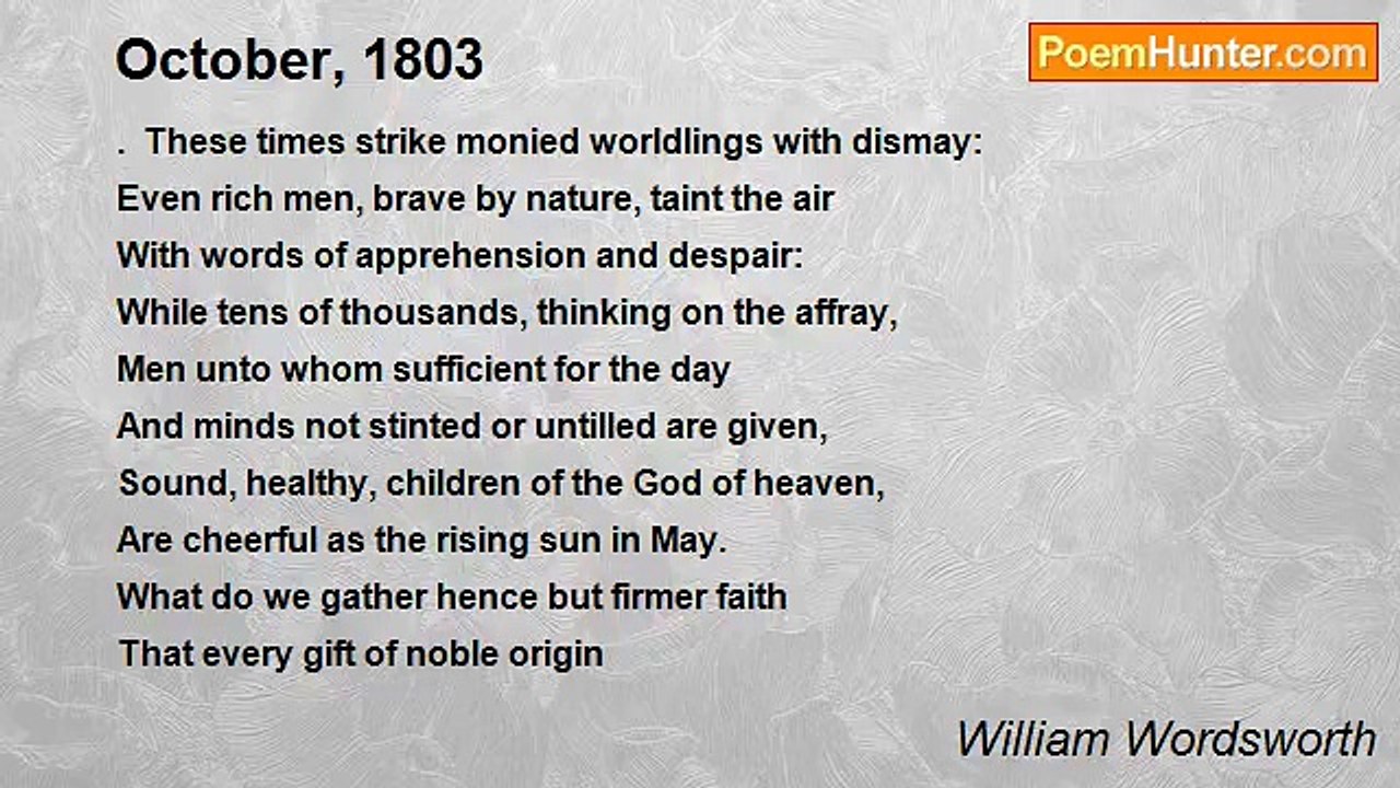 William Wordsworth - October, 1803