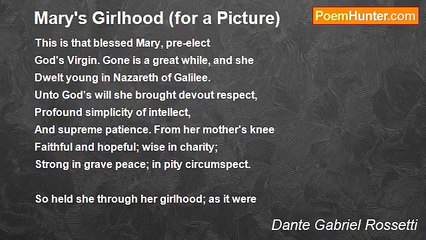Dante Gabriel Rossetti - Mary's Girlhood (for a Picture)