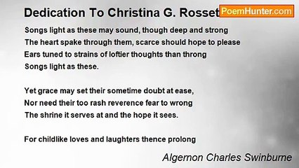 Algernon Charles Swinburne - Dedication To Christina G. Rossetti
