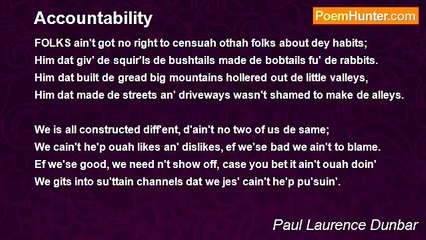 Paul Laurence Dunbar - Accountability