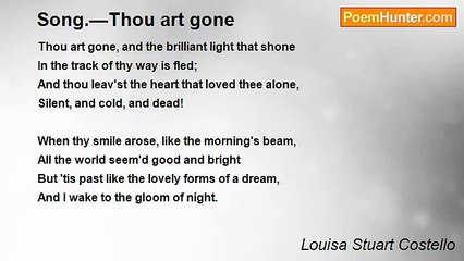 Louisa Stuart Costello - Song.—Thou art gone