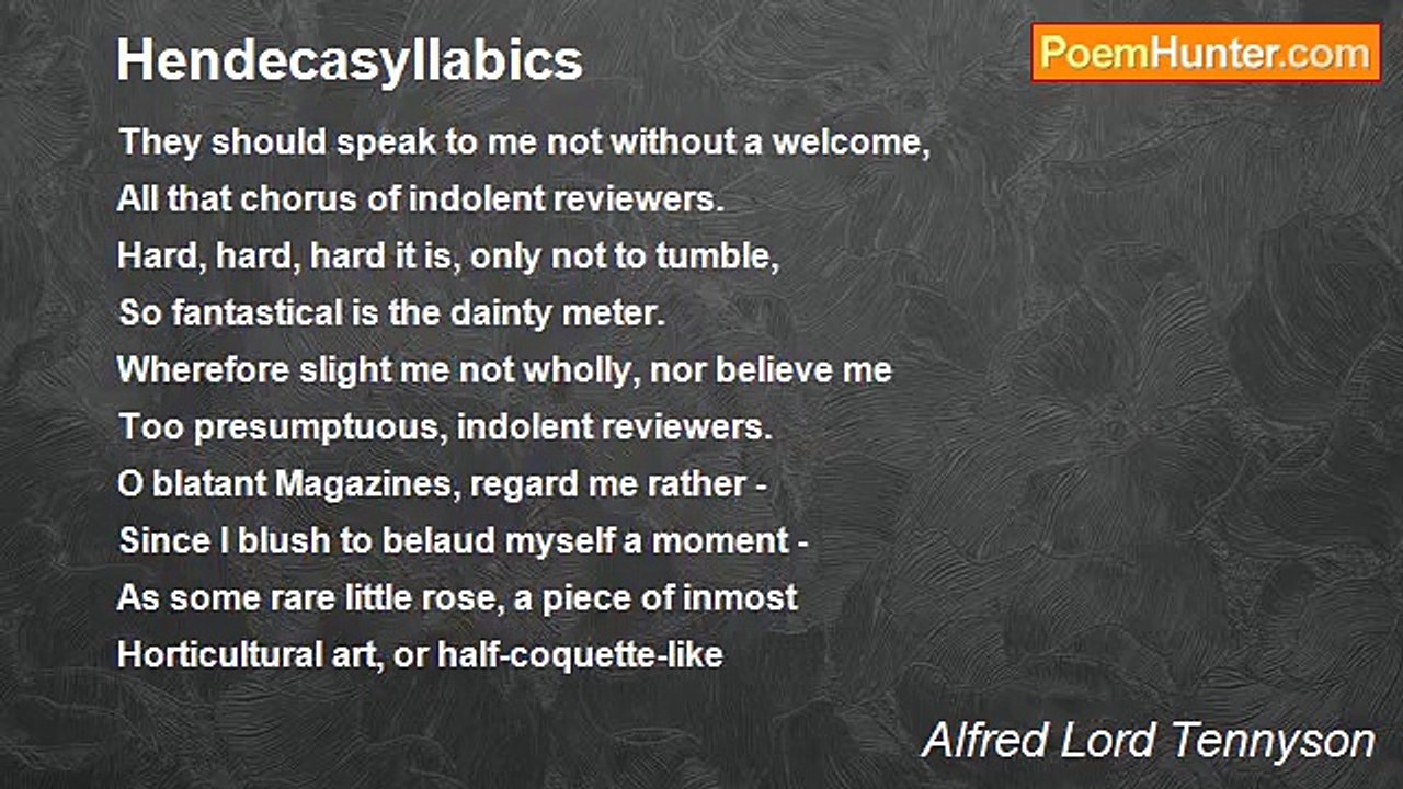 Alfred Lord Tennyson - Hendecasyllabics