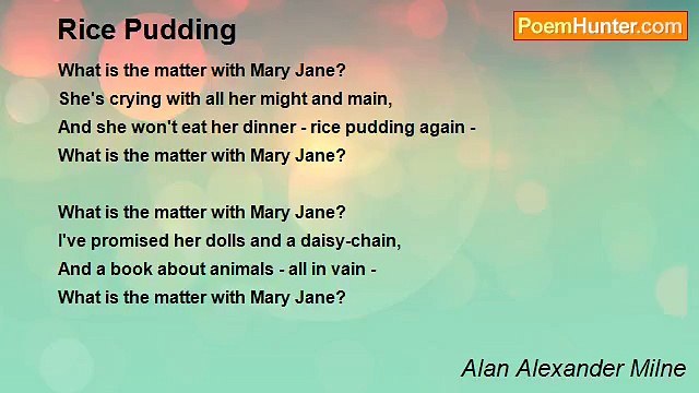 Alan Alexander Milne - Rice Pudding