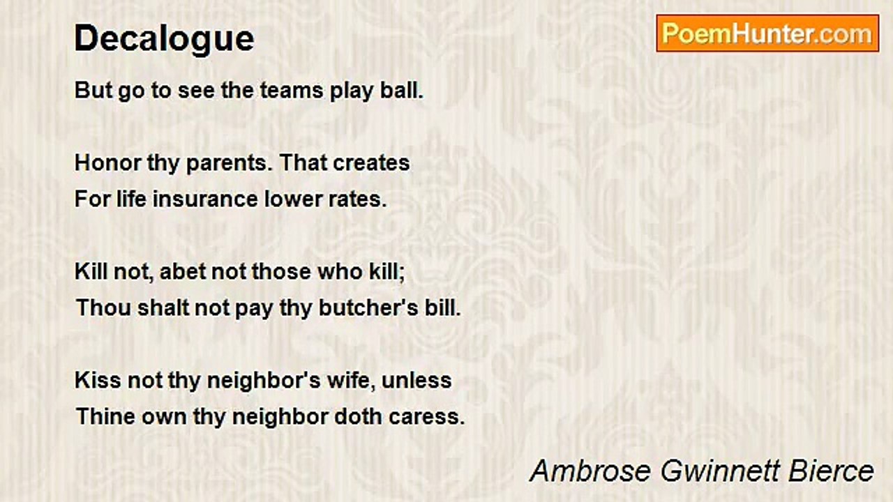 Ambrose Gwinnett Bierce - Decalogue