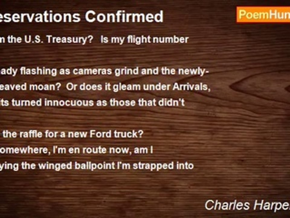 Charles Harper Webb - Reservations Confirmed