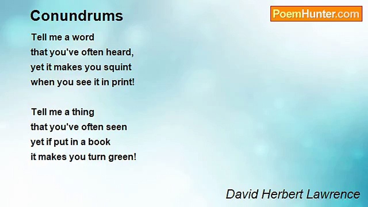 David Herbert Lawrence - Conundrums