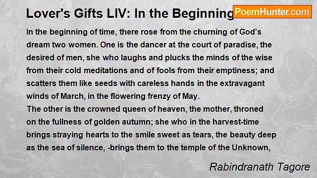 Rabindranath Tagore - Lover's Gifts LIV: In the Beginning of Time