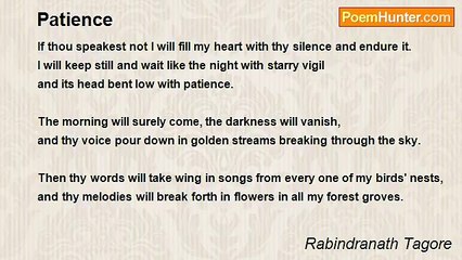 Rabindranath Tagore - Patience