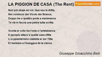 Giuseppe Gioacchino Belli - LA PIGGION DE CASA (The Rent)