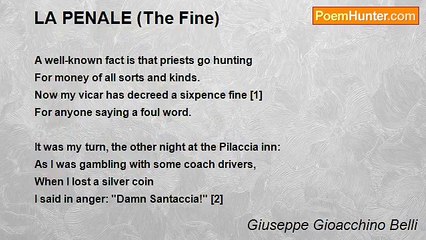 Giuseppe Gioacchino Belli - LA PENALE (The Fine)