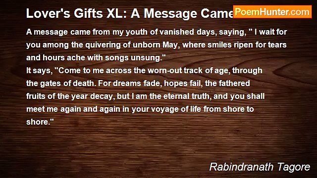 Rabindranath Tagore - Lover's Gifts XL: A Message Came