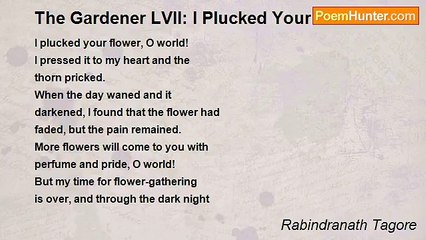 Rabindranath Tagore - The Gardener LVII: I Plucked Your Flower