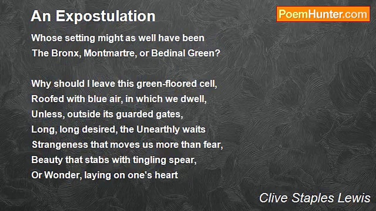 Clive Staples Lewis - An Expostulation