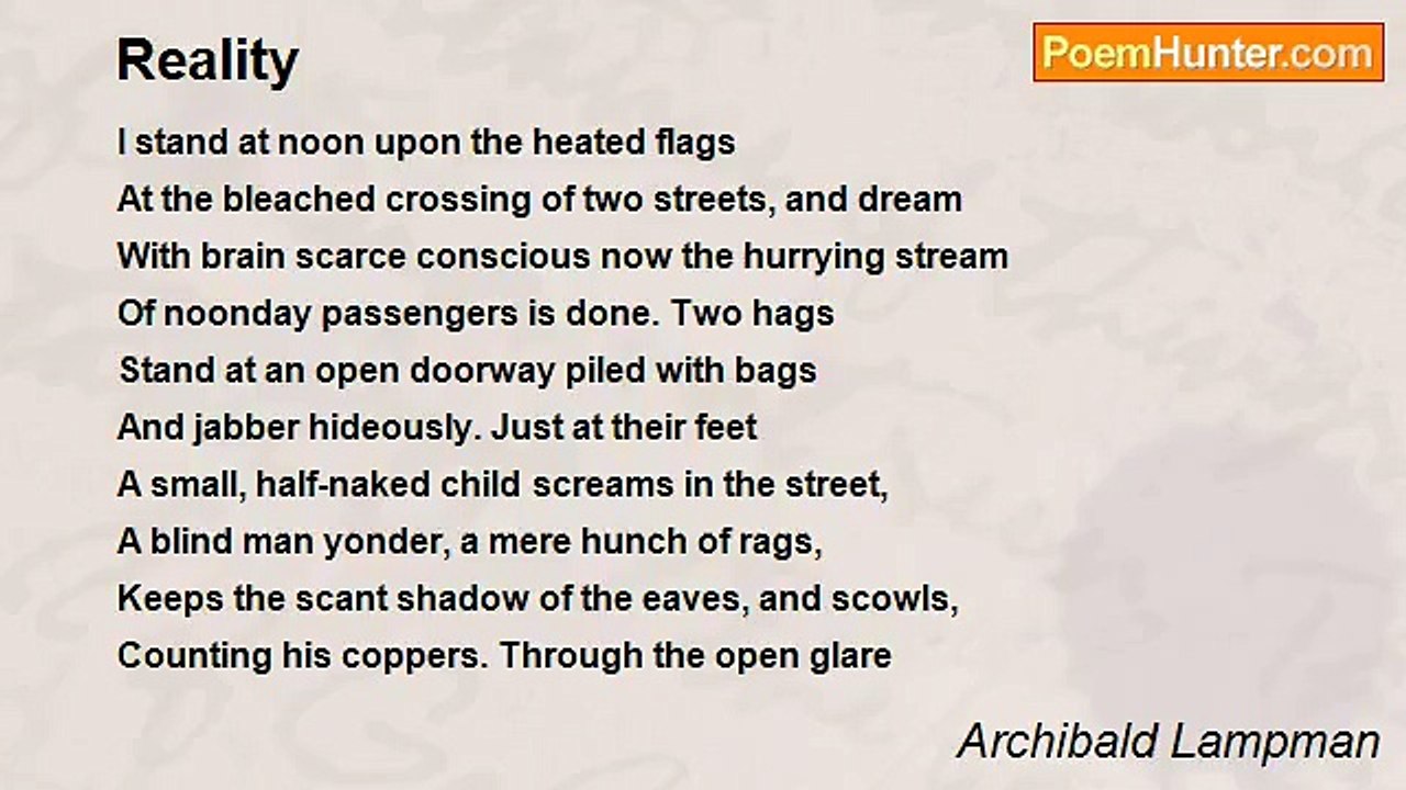 Archibald Lampman - Reality