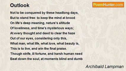 Archibald Lampman - Outlook
