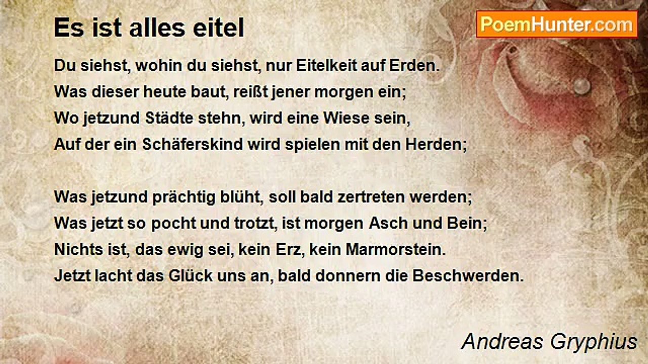 Andreas Gryphius - Es ist alles eitel