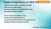George Gordon Byron - Reply to Some Verses of J.M.B. Pigot, Esq.