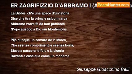Giuseppe Gioacchino Belli - ER ZAGRIFIZZIO D'ABBRAMO I (Abraham's Sacrifice 1)