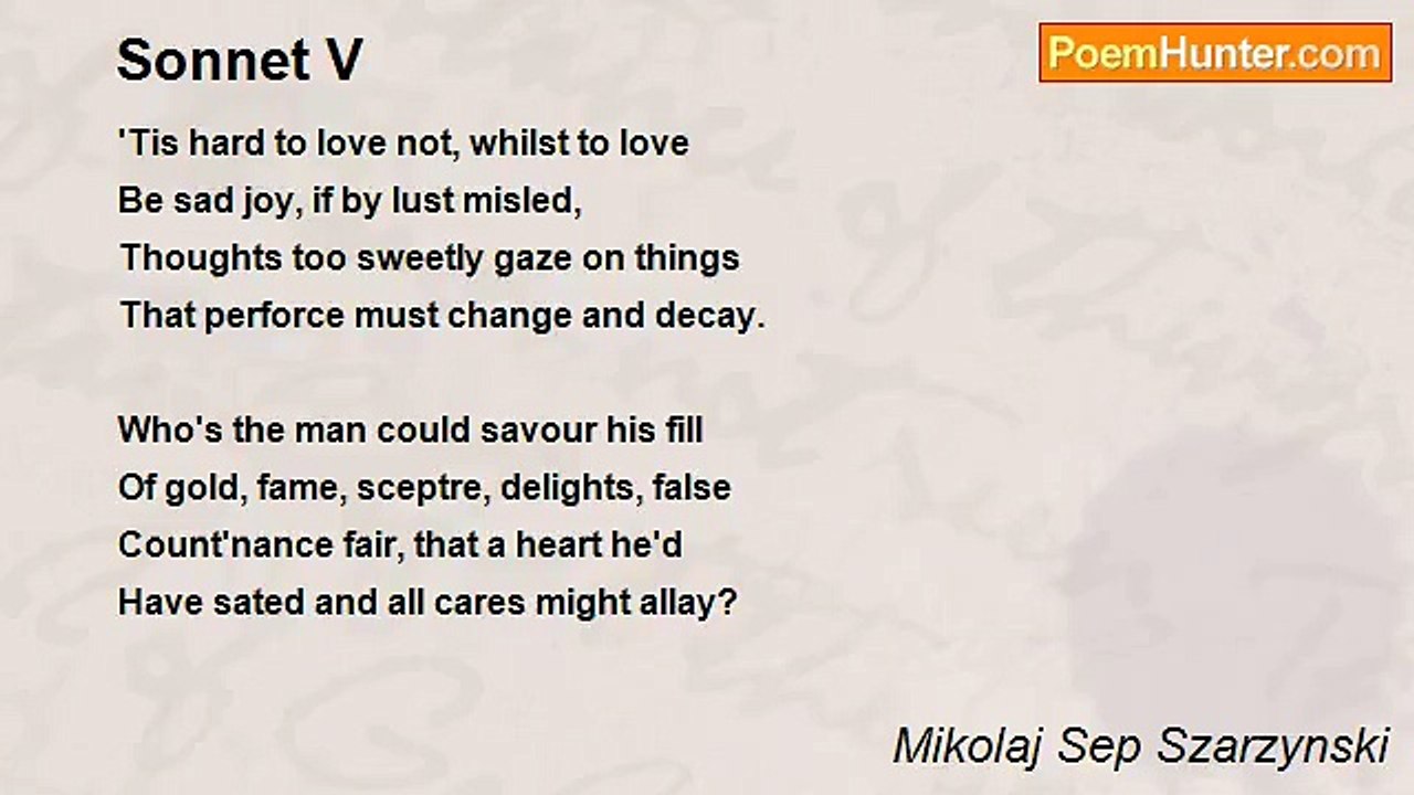 Mikolaj Sep Szarzynski - Sonnet V