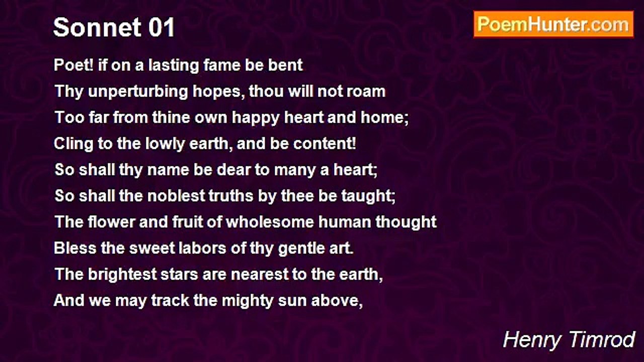 Henry Timrod - Sonnet 01