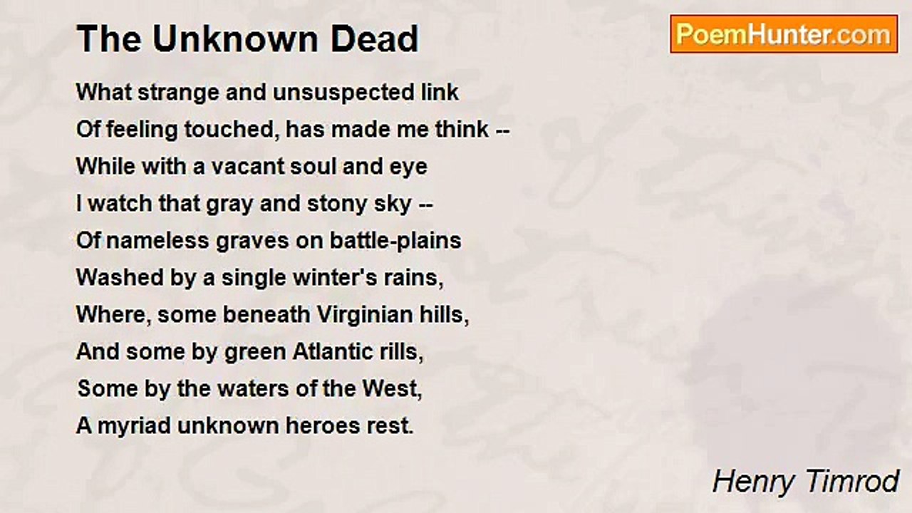 Henry Timrod - The Unknown Dead