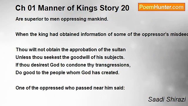 Saadi Shirazi - Ch 01 Manner of Kings Story 20