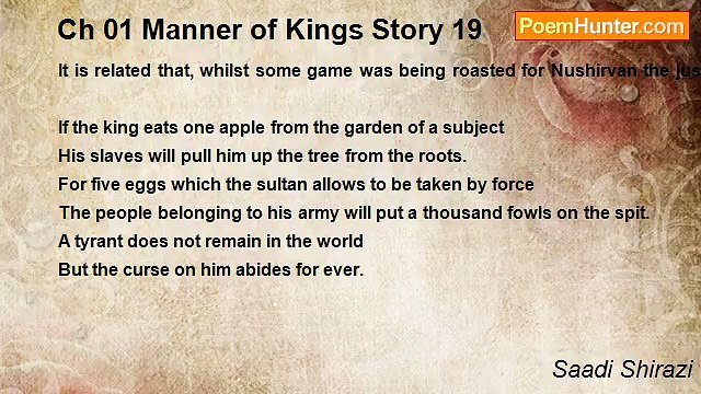Saadi Shirazi - Ch 01 Manner of Kings Story 19