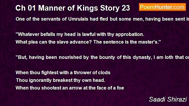Saadi Shirazi - Ch 01 Manner of Kings Story 23