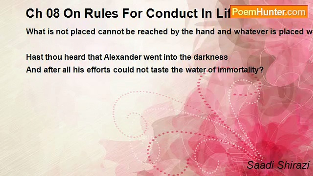 Saadi Shirazi - Ch 08 On Rules For Conduct In L...